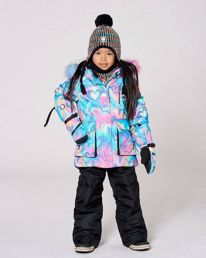 Two-Piece Play Snowsuit Black With Multicolor Print Jacket