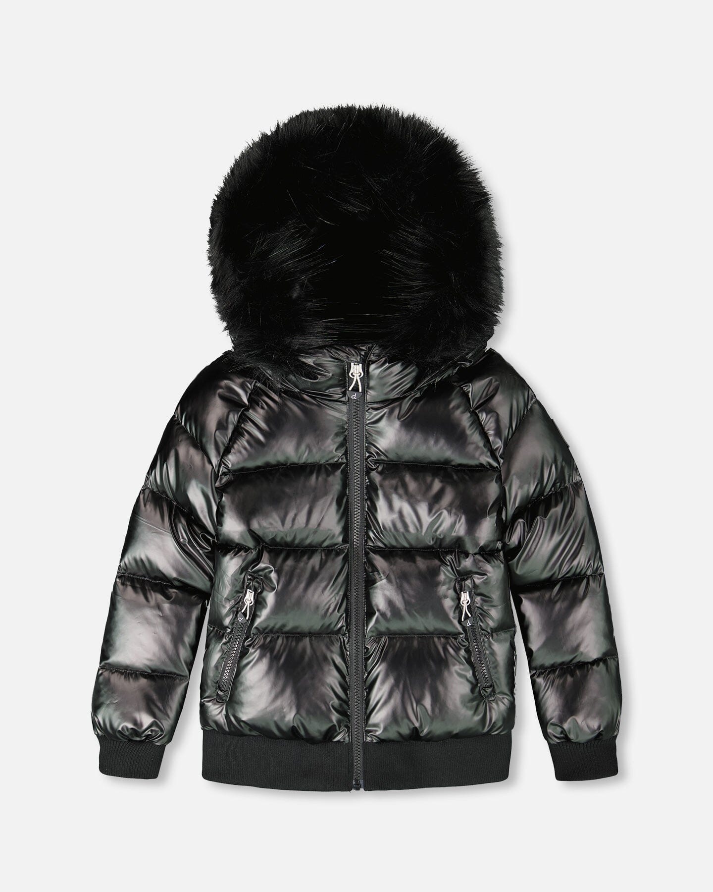 Black Quilted Bomber-Style Winter Coat