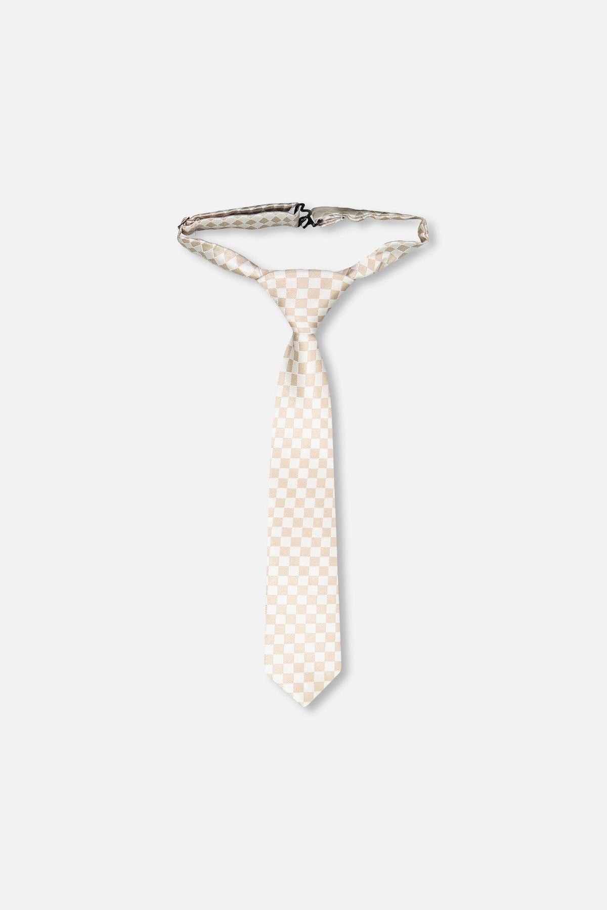 Neck Tie White And Sand Check-0