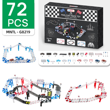 MNTL DIY Rc Car Racing Track Magnetic Toys Kids Railway Car Racing Track Adventure Educational Montessori Building Block Toy Set