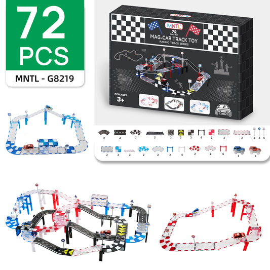 MNTL DIY Rc Car Racing Track Magnetic Toys Kids Railway Car Racing Track Adventure Educational Montessori Building Block Toy Set