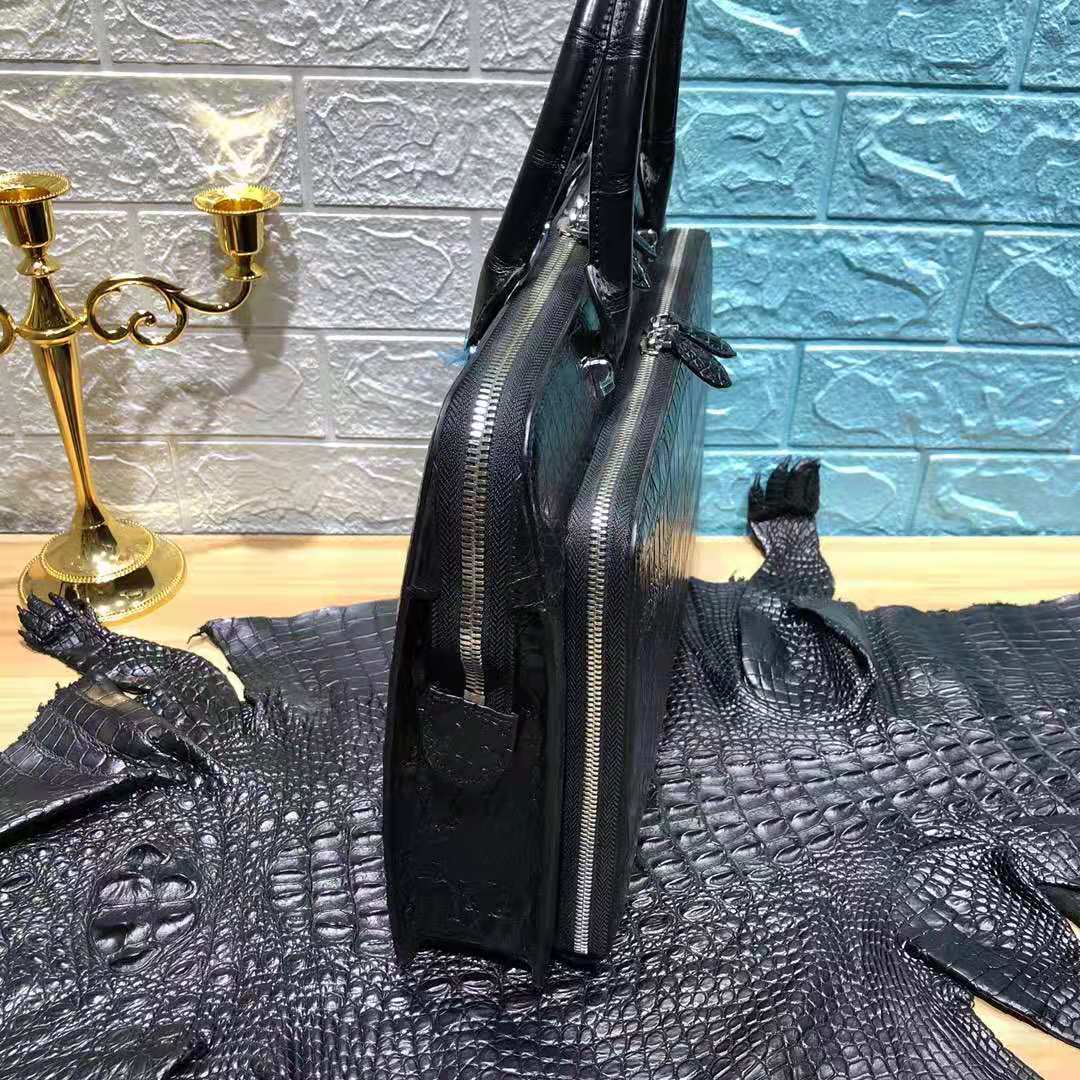 Crocodile Belly Black Handbag Men's-3