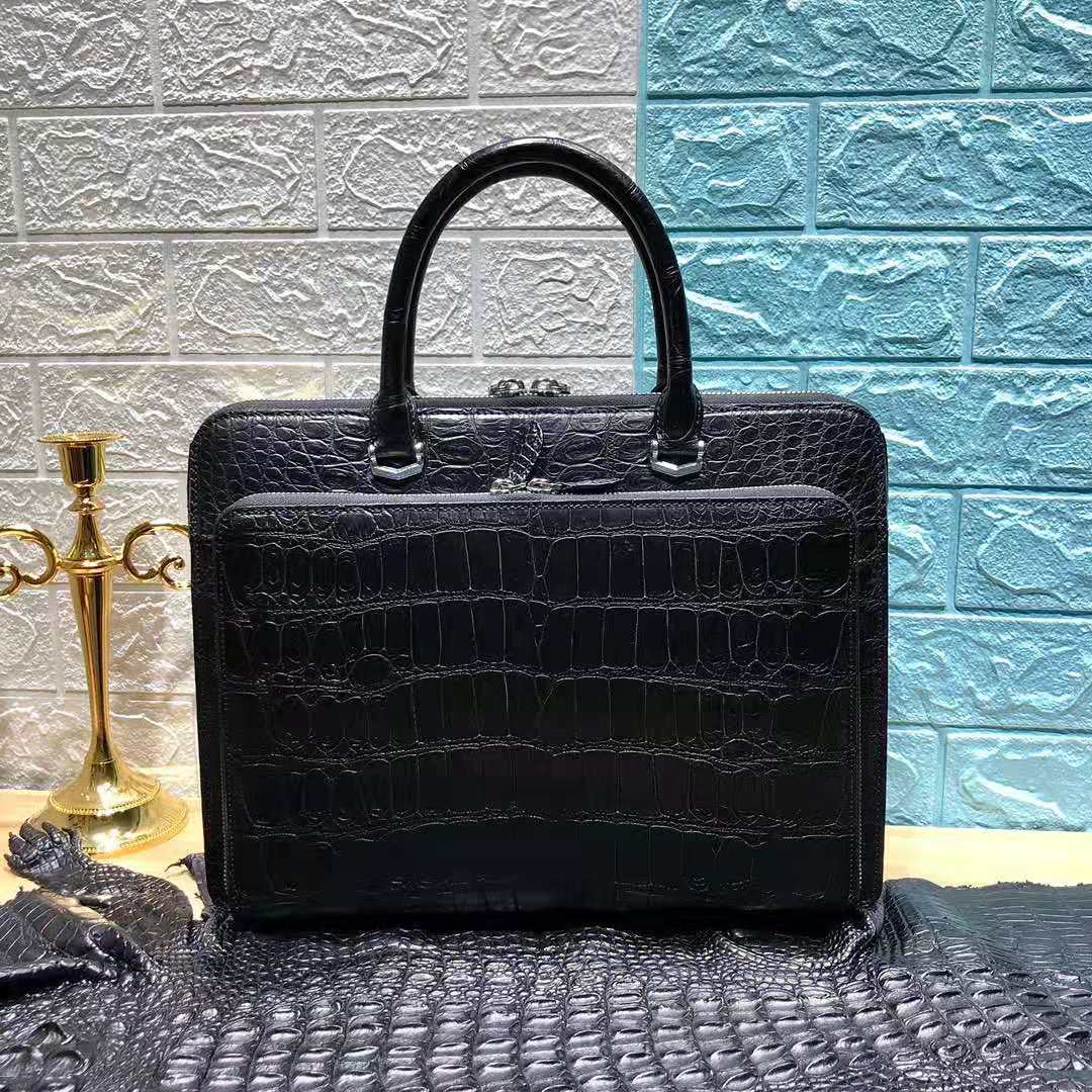 Crocodile Belly Black Handbag Men's-1