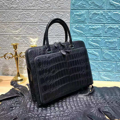 Crocodile Belly Black Handbag Men's-0