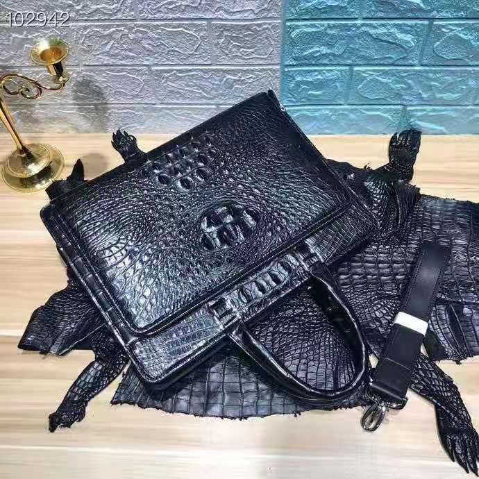 Crocodile Belly Black Handbag Men's-2