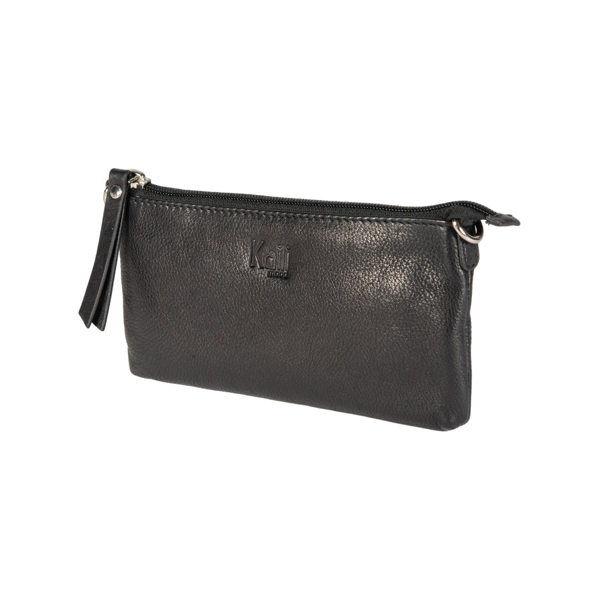 K0013AB | Women's strap in genuine full-grain leather, with light grain. Removable shoulder strap. Polished Nickel hardware. Black color. Dimensions: 20 x 10.5 x 2 cm. Packaging: Tnt bag