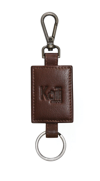 K10650BB | Keychain in genuine full-grain leather, Volanata. Dark Brown color. Nickel Antique Accessories. Total dimensions: 4 x 15 x 0.5 cm. Packaging: hard bottom/cover Gift Box