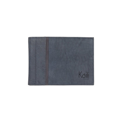 K12220DF | Men's wallet in genuine full-grain leather, Naked. Blue color. RFID protection. Size when closed: 11.5 x 8.3 x 2 cm. Packaging: gift box bottom/cover