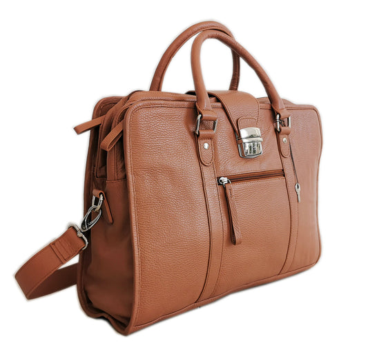 Leather Briefcase, Brown-0