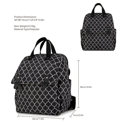 Striped double-shoulder and single-shoulder diaper bag with separate diaper pad and bottle bag, multi-functional maternity and baby travel stroller bag