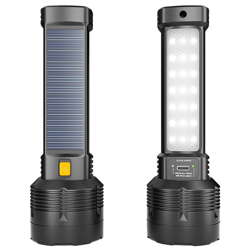 Strong solar flashlight super bright outdoor explosive long endurance with charging portable handheld 100,000 lumns light-2