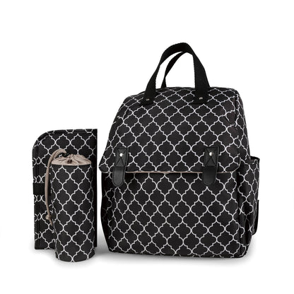 Striped double-shoulder and single-shoulder diaper bag with separate diaper pad and bottle bag, multi-functional maternity and baby travel stroller bag