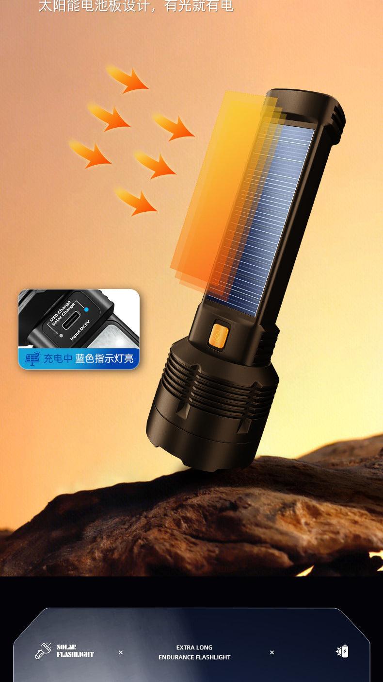 Strong solar flashlight super bright outdoor explosive long endurance with charging portable handheld 100,000 lumns light-3