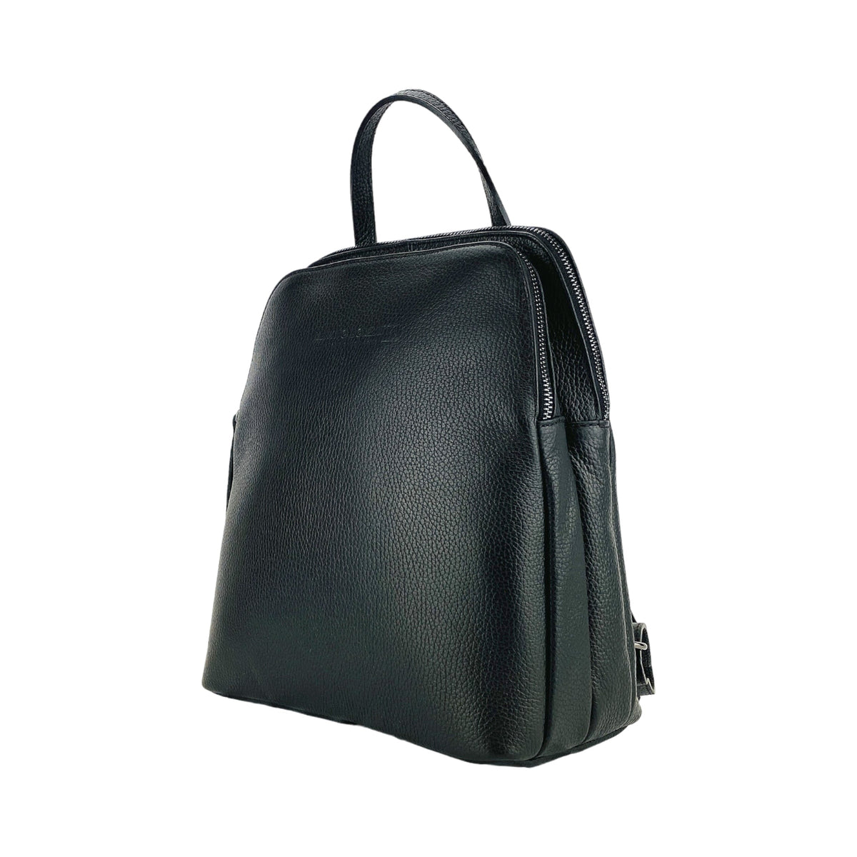 RB1018A | Women's Backpack Double compartment in Genuine Leather Made in Italy with adjustable shoulder straps. Gunmetal metal hardware - Black color - Dimensions: cm 26 x 30 x 14.5