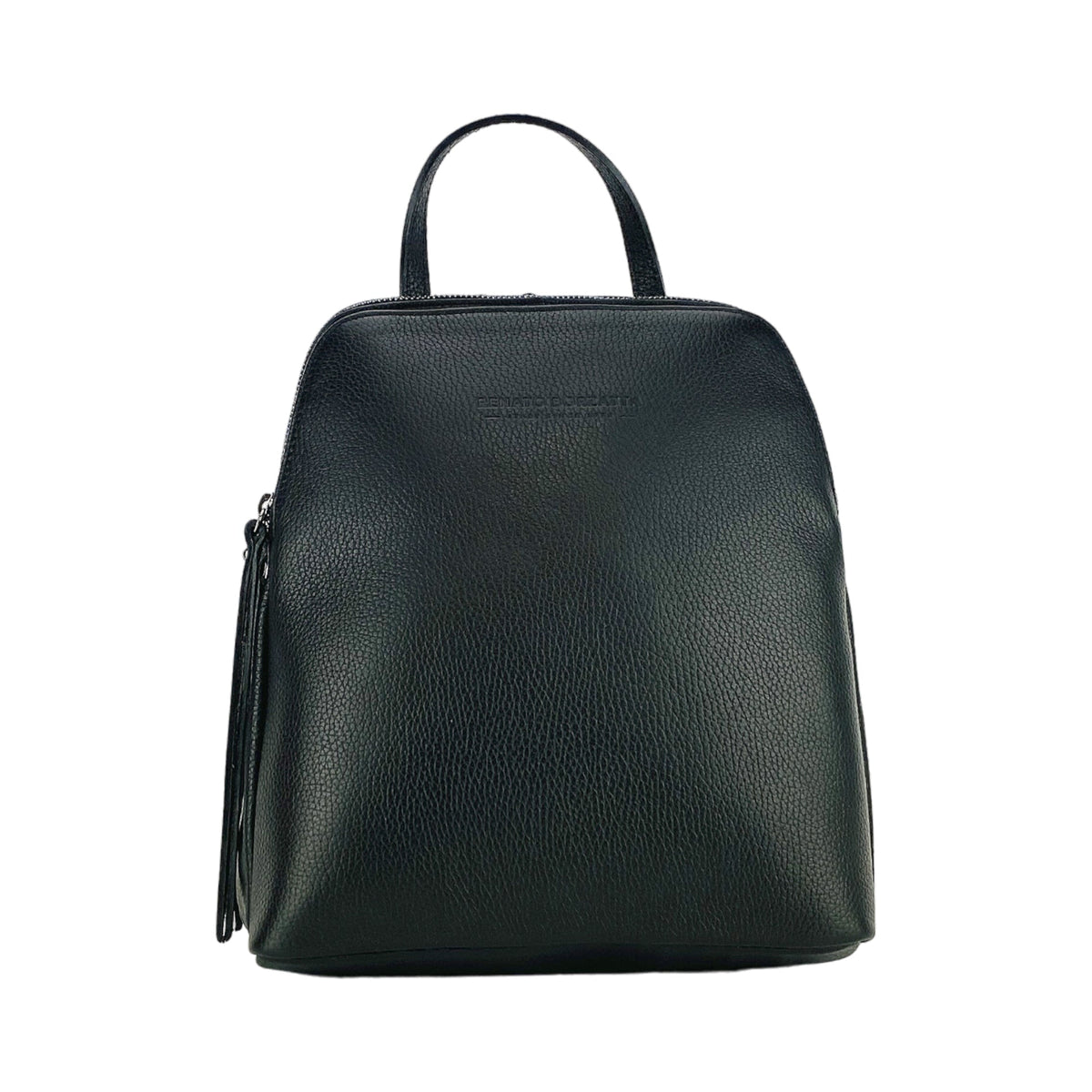 RB1018A | Women's Backpack Double compartment in Genuine Leather Made in Italy with adjustable shoulder straps. Gunmetal metal hardware - Black color - Dimensions: cm 26 x 30 x 14.5