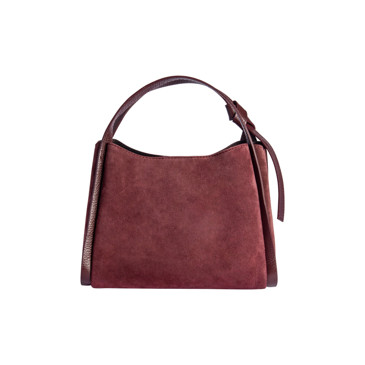 RB1035X | ALICE Women's Handbag in Genuine Suede, Made in Italy. Polished Gold Metal Accessories. Bordeaux Color. Dimensions: 26 x 20 x 15 + 12 cm (Handle Drop)