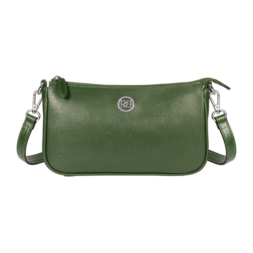 RB1037E | GRETA Women's Shoulder Bag in Genuine Saffiano Leather Made in Italy. Color: Green