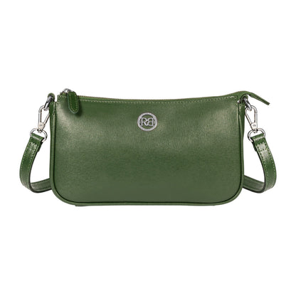 RB1037E | GRETA Women's Shoulder Bag in Genuine Saffiano Leather Made in Italy. Color: Green