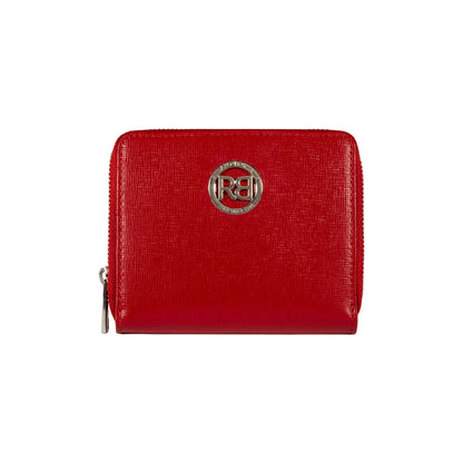 RB1086V | Women's Zip Around Wallet Made in Italy in Genuine Saffiano Leather. Polished Silver Metal Hardware. Color: Red. Dimensions (closed): 10 x 12 x 2 cm