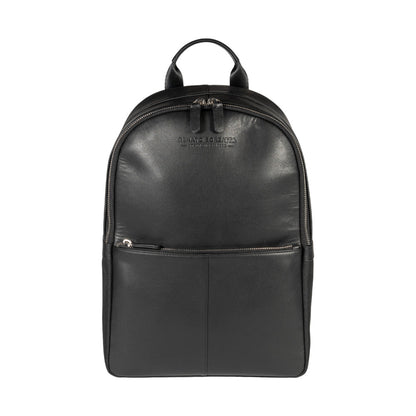 RB2001A | Netbook/Tablet Carrier Backpack in Nylon/Vera Leather, with light grain. Zipper closure and adjustable shoulder straps - Black color - Dimensions: 27 x 38 x 14 cm. Packaging: Non-Woven Fabric Bag