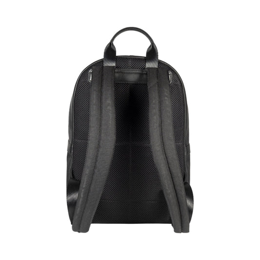 RB2001A | Netbook/Tablet Carrier Backpack in Nylon/Vera Leather, with light grain. Zipper closure and adjustable shoulder straps - Black color - Dimensions: 27 x 38 x 14 cm. Packaging: Non-Woven Fabric Bag