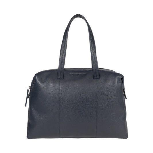 RB2004D | Shopping Bag Convertible to Trunk made of genuine full grain leather, dollar/light grain. Double handles. Blue color. Dimensions: 43 x 36 x 14 cm. Packaging: Non-Woven Fabric Bag.