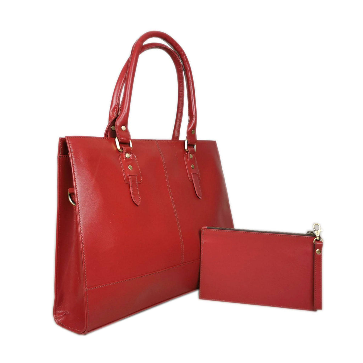 The Signature 17" Leather Laptop  Bag, Red
