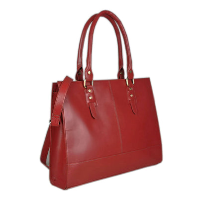 The Signature 17" Leather Laptop  Bag, Red