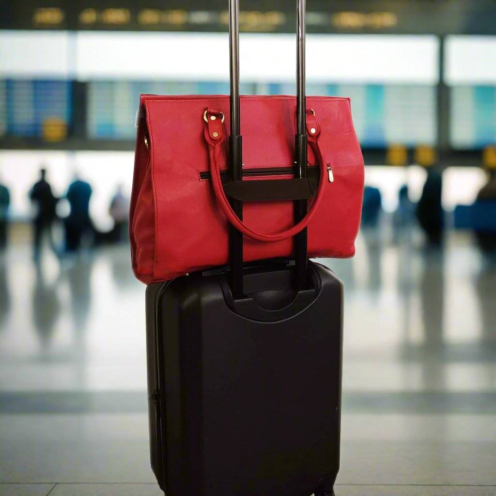 The Signature 17" Leather Laptop Bag, Ruby
