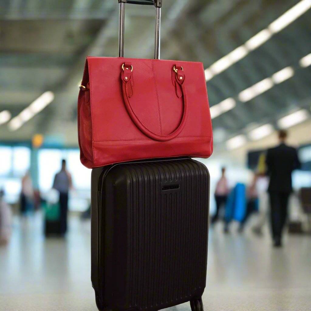 The Signature 17" Leather Laptop Bag, Ruby