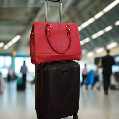 The Signature 17" Leather Laptop Bag, Ruby