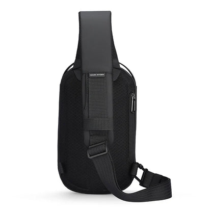 Hard-Shell Waterproof Crossbody Bag Sling with USB Port Black