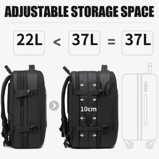 Expandable Travel Backpack Black