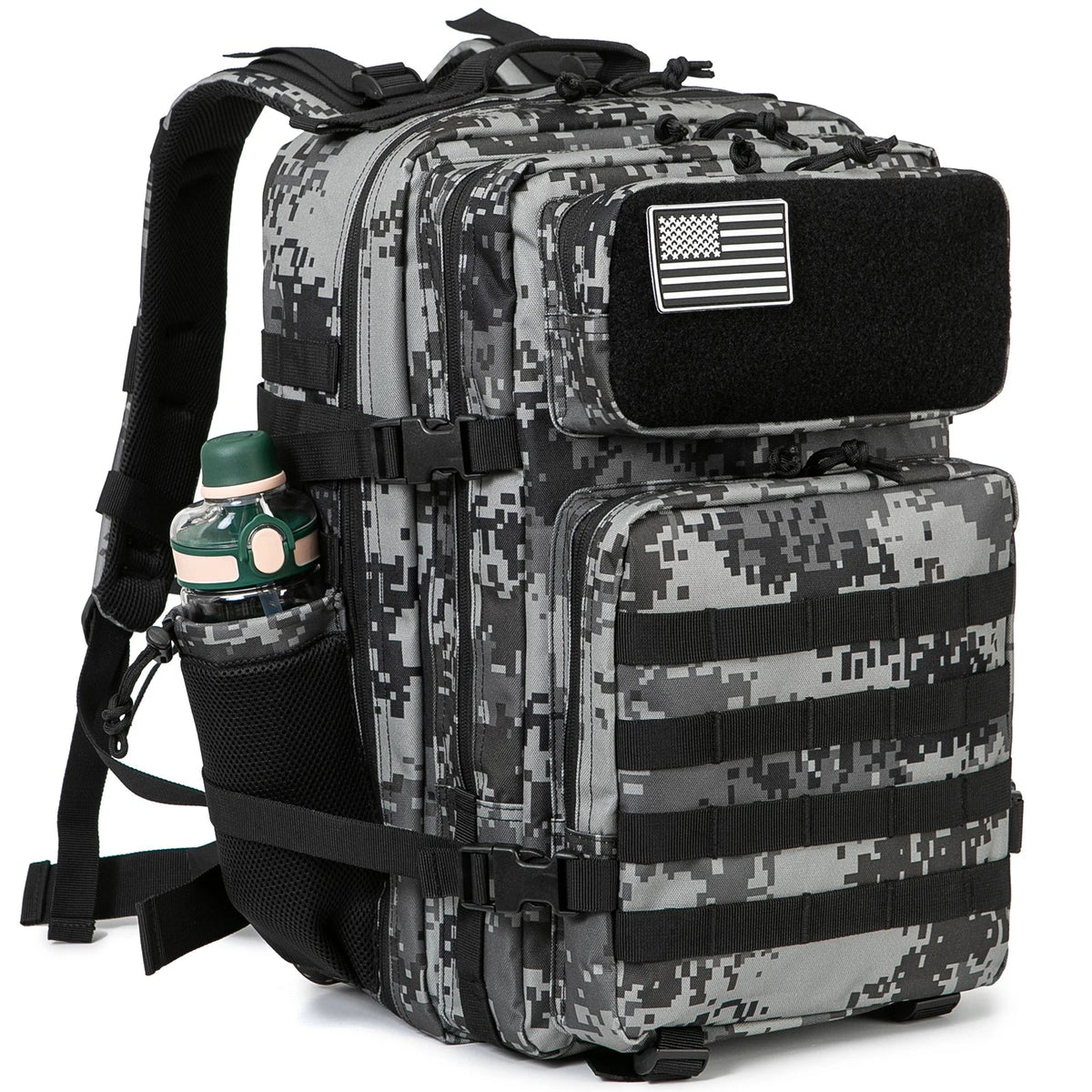 45L Tactical Backpack Waterproof Rucksack Black Camo