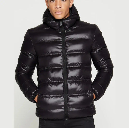 Unisex Custom Black Polyester Outdoor Puffer Jacket Men'S Winter Waterproof Zipper Closure Sheep Fur Collar Breathable Casual