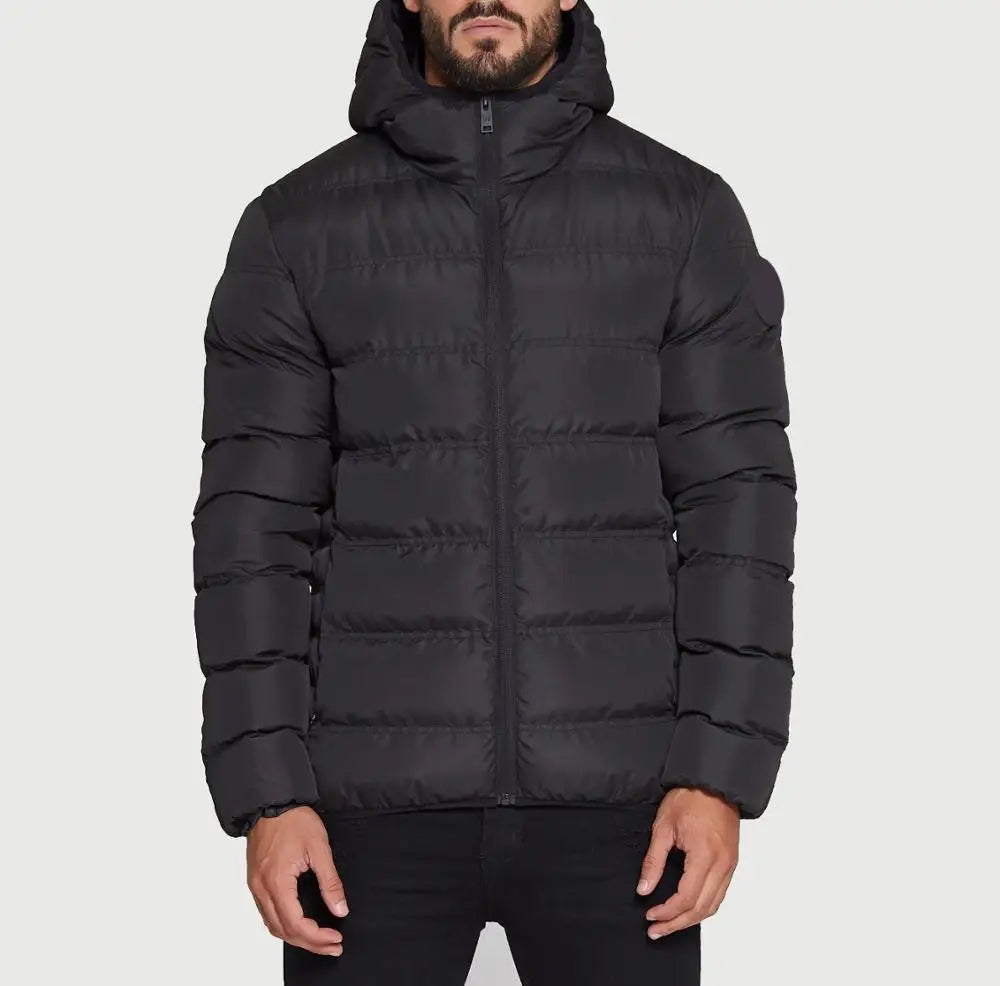Wholesale Custom OEM Service Hooded Puffer Jacket Customized Logo Winter Jacket for Men with Pocket Men Bubble Puffer Jacket
