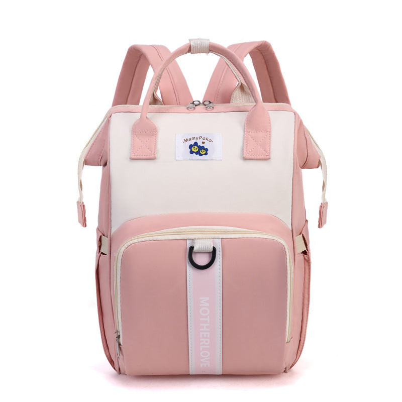 NNEDSZ Pink New Large Capacity Mommy Bag – Portable and Lightweight Multi-Function Diaper Backpack, Stylish Baby and Mom Storage Bag
