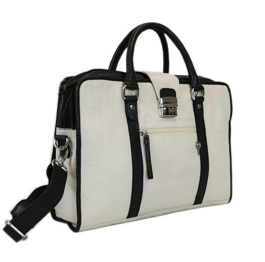 Leather Briefcase, White