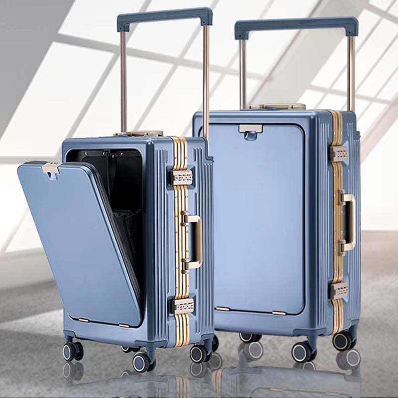 Universal Wheel Aluminum Frame Mount Case Travel Box Business Front Opening Large Capacity Suitcase Dropshipping Trunk Package