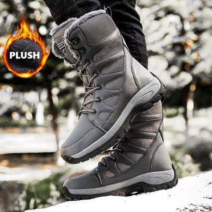 Men'S Winter Fur Integrated Snow Boots in Sizes 39 to 45 Men'S High Top Outdoor Cold Resistant Work Boots anti Slip Shoe Sole