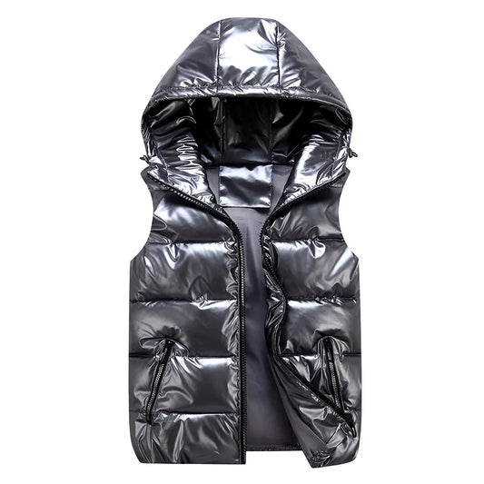 Winter Parent-Child Matching Outfits Shiny Child Waistcoat Cotton Girls Boys Vest Kids Jackets Children Outerwear for 100-185Cm