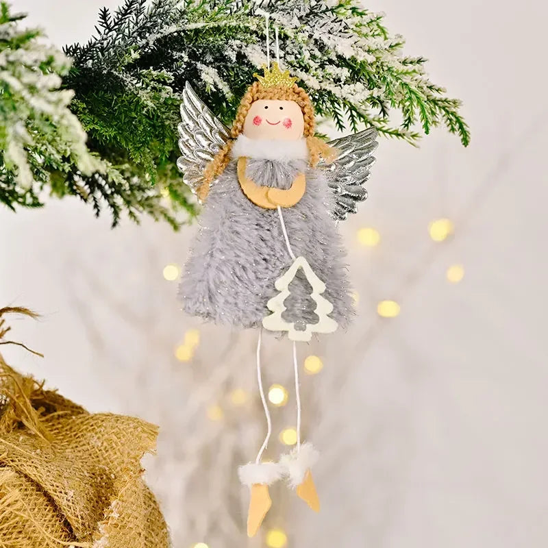 New Year Angel Doll Christmas Tree Hanging Ornaments Decor Christmas Elk Pendants Decoration for Home Navidad 2021 Car Ornament