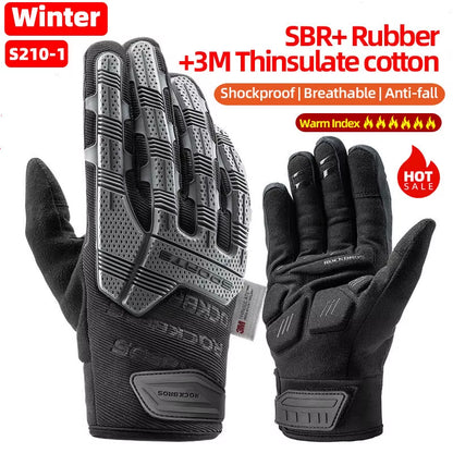 Autumn Winter Motorcycle Gloves Breathable SBR 6Mm Thickened Pad Keep Warm Winter Gloves Men Women Sport Cycling Glove