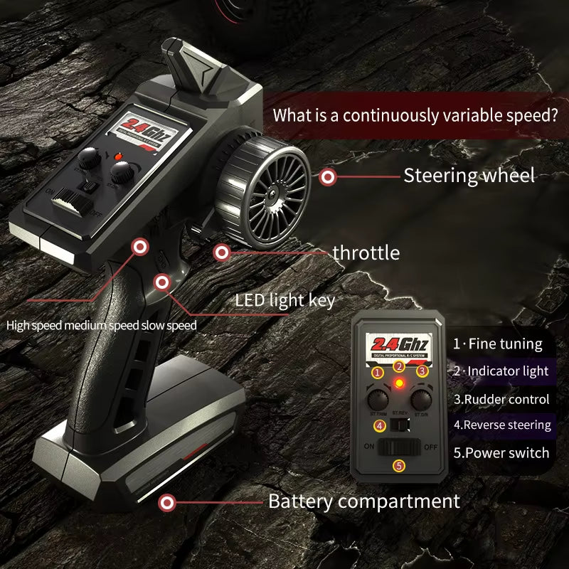 Made in China 1/16 4CH Cheap Adult Toy with Spare Tire Electric Remote Control High-Speed Off-Road Desert Rc Car Kit