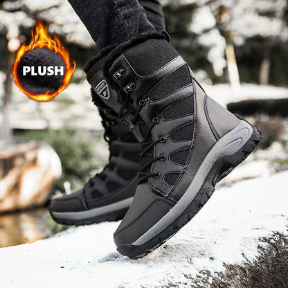 Men'S Winter Fur Integrated Snow Boots in Sizes 39 to 45 Men'S High Top Outdoor Cold Resistant Work Boots anti Slip Shoe Sole
