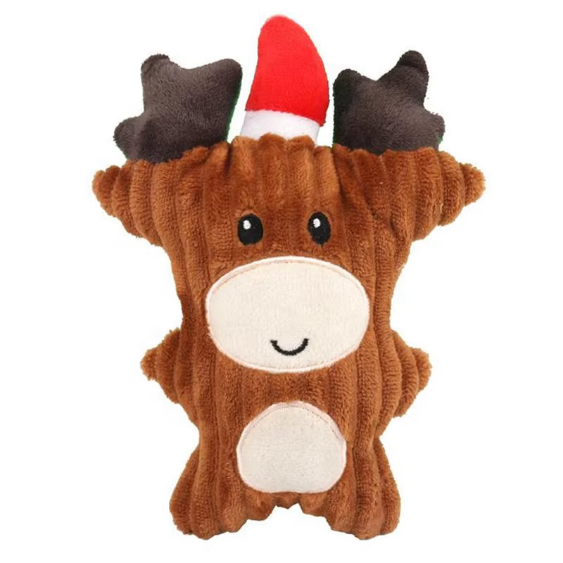 New Arrival Santa Reindeer Gingerbread Man Shape Christmas Pet Interactive & Movement Toy Dog Plush Chew Toys with BB Squeaky