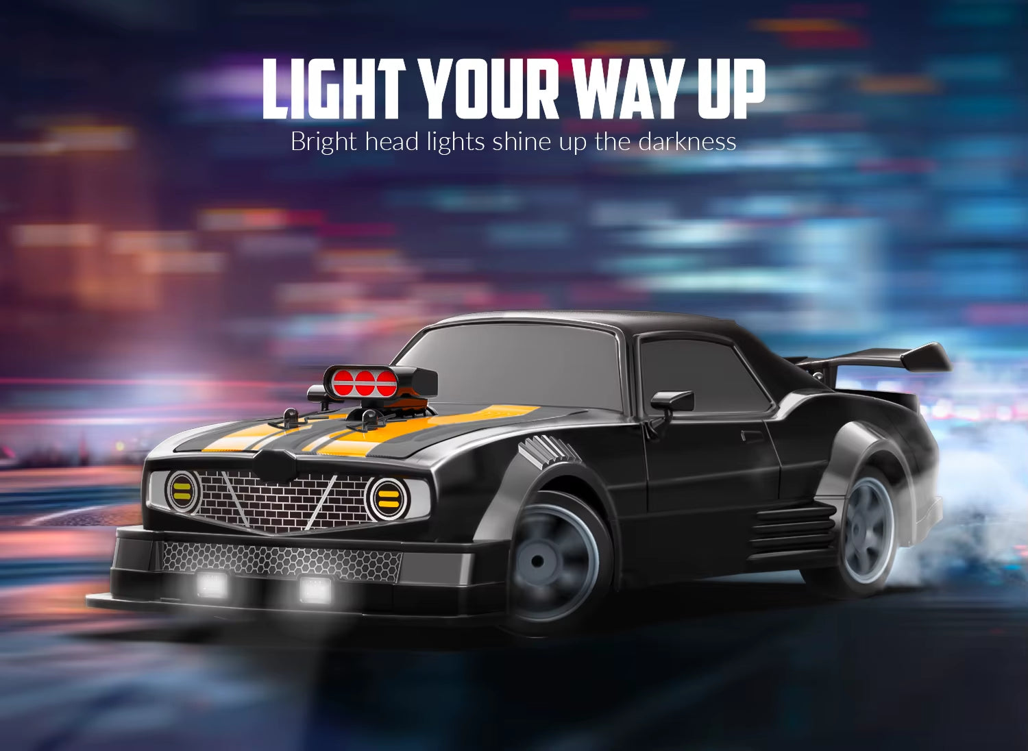 1/16 Scale Electric Sports Racing Remote Control Car 2.4G Wireless Drift RC Car LED Crash and Drop Resistant RC Sport Car