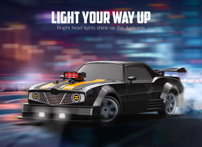 1/16 Scale Electric Sports Racing Remote Control Car 2.4G Wireless Drift RC Car LED Crash and Drop Resistant RC Sport Car