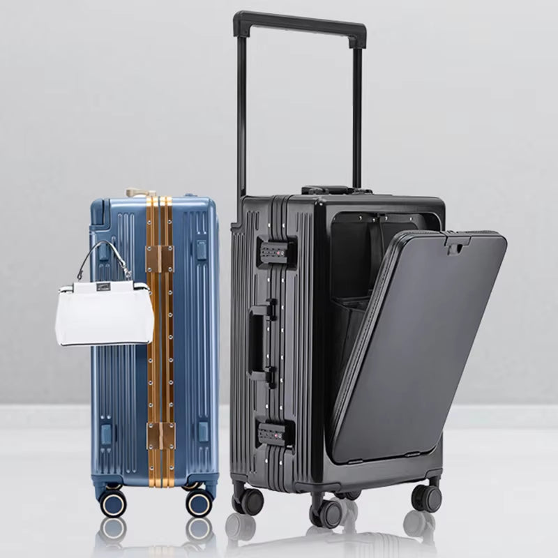 Universal Wheel Aluminum Frame Mount Case Travel Box Business Front Opening Large Capacity Suitcase Dropshipping Trunk Package