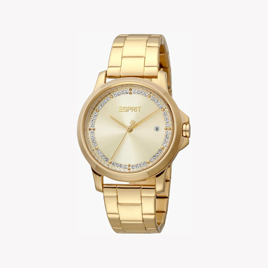 Esprit Women's Gold Stainless Steel Watch, Champagne Dial | Es1l203m0035-0